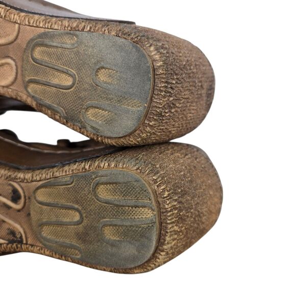 Karyoka Brown Leather Cutout Wedge Sandals Sz 38 US 7.5 - 8 Boho Beach - Picture 14 of 15